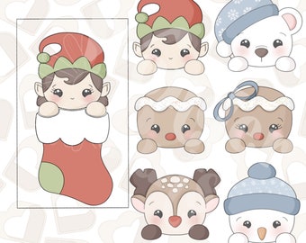 Christmas Character Stocking Cookie Cutters- Set of 2- Christmas Cookie Cutters