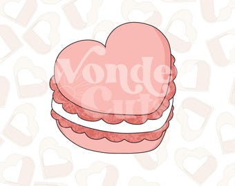 Heart Macaron Cookie Cutter- Valentine's Day Cookie Cutters- Valentine Cookie Cutters