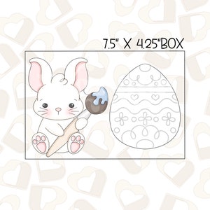 Painting Bunny with Egg Cookie Cutter Set- Set of 2- Easter Cookie Cutters