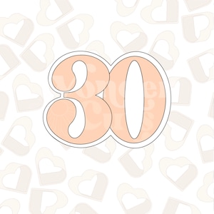 Thirty Number Cookie Cutter