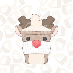 Reindeer Coffee Cup Cookie Cutter- Christmas Cookie Cutters