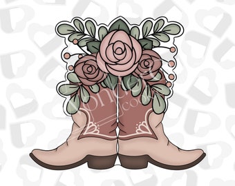 Floral Boots Cookie Cutter