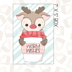 Warm Wishes Reindeer Coffee Set of 2 Cookie Cutter- Christmas Cookie Cutters