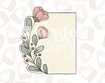 Floral Rectangle Plaque Cookie Cutter