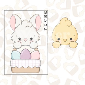 Bunny Or Chick With Easter Basket Set of 2 Cookie Cutter - Easter Cookie Cutter