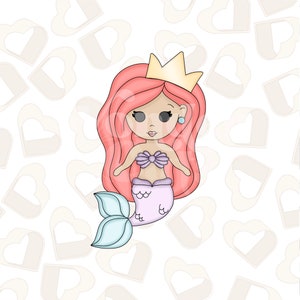 Mermaid with Crown Cookie Cutter- Under the Sea Cookie Cutter - Mermaid Cookie Cutter