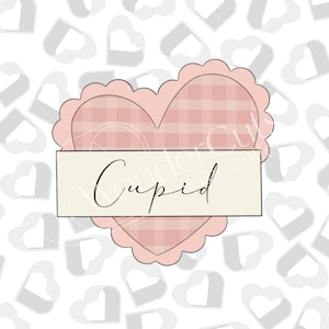 Scalloped Wonky Heart -Name Plaque- Cookie Cutter-Valentine&#39;s Day