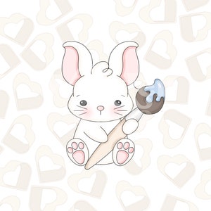 Bunny Holding Paintbrush Cookie Cutter- Easter Cookie Cutter- Easter Cookie Cutters