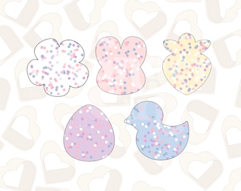 Easter Frosted Mini Set Cookie Cutters- Set of 5- Easter Cookie Cutter- Easter Cookie Cutters