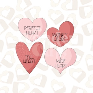 Valentine Hearts Cookie Cutters- Set of 4- Valentine&#39;s Day Cookie Cutter