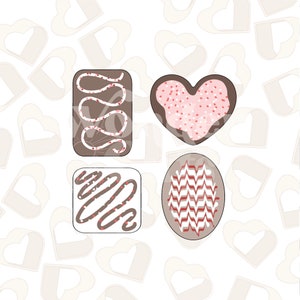 Chocolate Minis Cookie Cutters- Set of 4- Valentine&#39;s Day Cookie Cutter