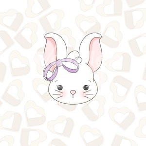 Girly Bunny Head Cookie Cutter- Easter Cookie Cutter- Easter Cookie Cutters