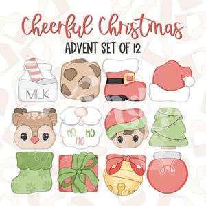 Cheerful Christmas Advent Set of 12 Cookie Cutter- Christmas Cookie Cutters- Winter Cookie Cutters