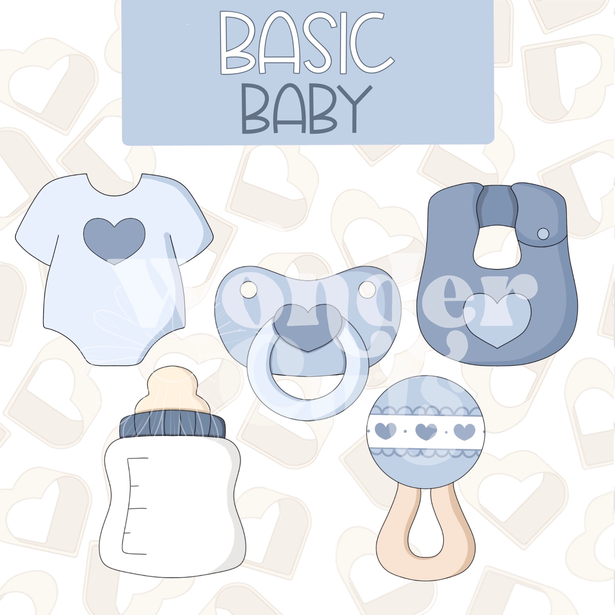 Basic Baby Collection- Set of 5 - Baby Cookie Cutters - Coquette Cookie Cutters
