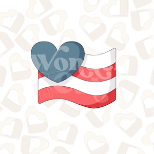 Heart Waving Flag Cookie Cutter-Fourth of July Cookie Cutter