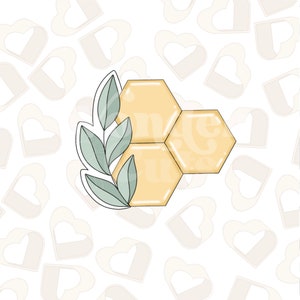 Greenery Triple Hexagon Cookie Cutter - Bee Cookie Cutter - Baby Cookie Cutter