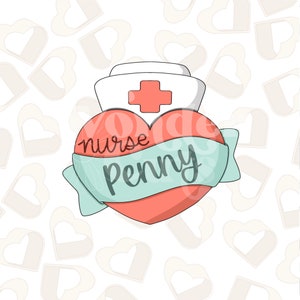 Banner Nurse Heart Cookie Cutter- Nurse Appreciation Cookie Cutters