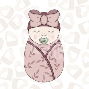 Baby Swaddle with Bow Cookie Cutter