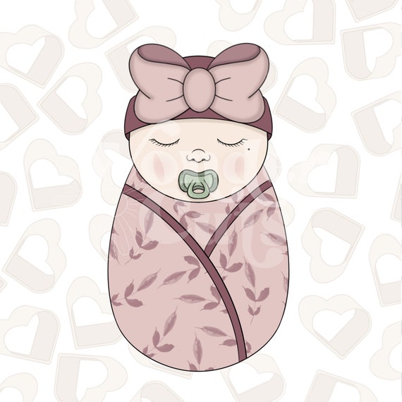 Baby Swaddle With Bow Cookie Cutter Etsy