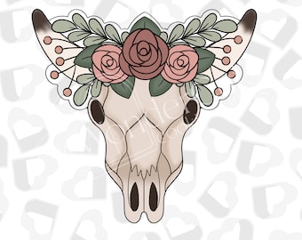 Cortador de galletas con forma de calavera de vaca con diseño floral