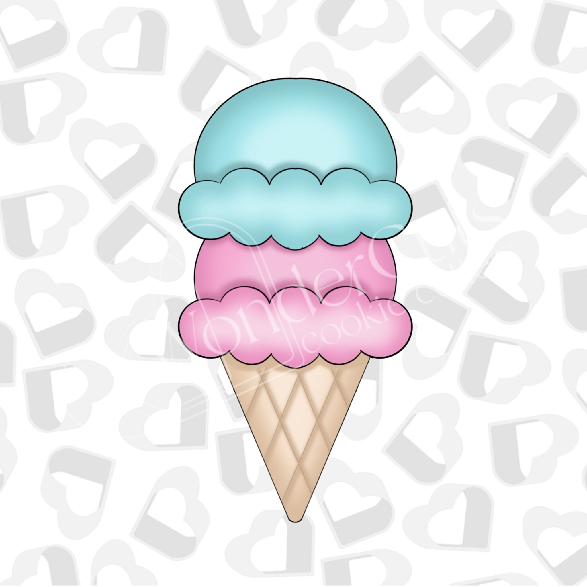 Double Scoop Ice Cream Cookie Cutter Etsy