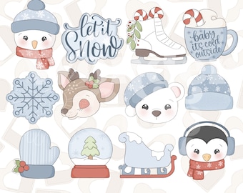 Let It Snow Advent Calendar Cookie Cutters- Set of 12- Christmas Cookie Cutters