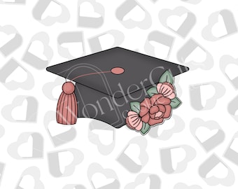 Floral Grad Cap Cookie Cutter