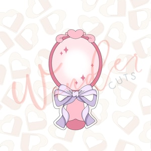 Hand Mirror with Bow Cookie Cutter- Princess Cookie Cutter