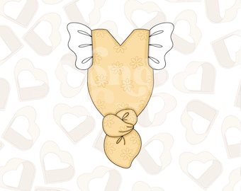 Ruffle Sleeve Knotted Onesie Cookie Cutter - Bee Cookie Cutter - Baby Cookie Cutter