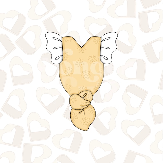 Ruffle Sleeve Knotted Onesie Cookie Cutter - Bee Cookie Cutter - Baby Cookie Cutter