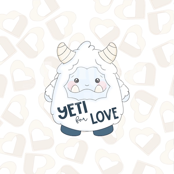 Cortador de galletas Chubby Yeti - Cortador de galletas para el Día de San Valentín