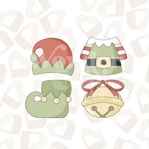 Elf Mini Cookie Cutters- Set of 4- Christmas Cookie Cutter
