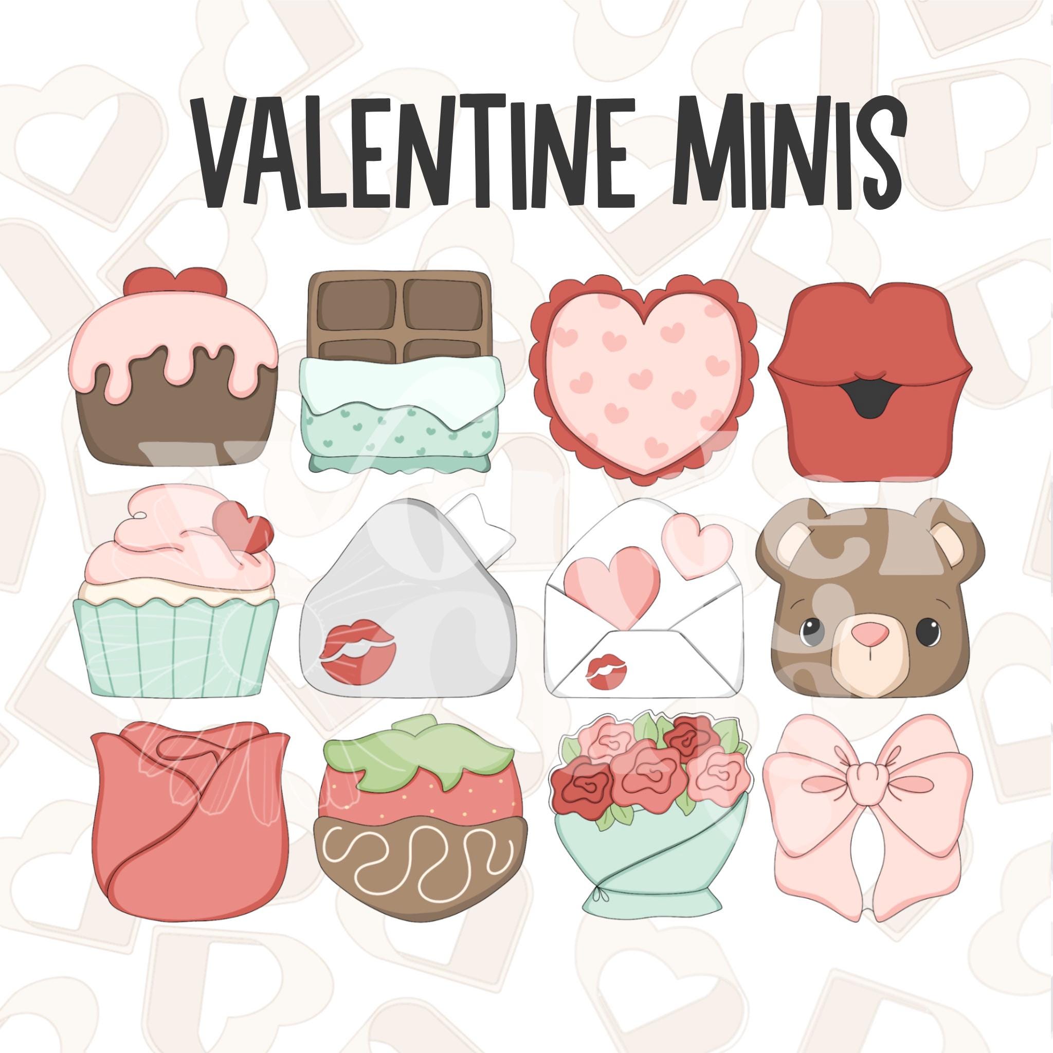 Valentine Minis Set of 12 Cookie Cutter- Valentine's Day Cookie Cutters- Valentine Cookie Cutters