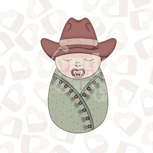 Swaddled Baby w/ Cowboy Hat Cookie Cutter