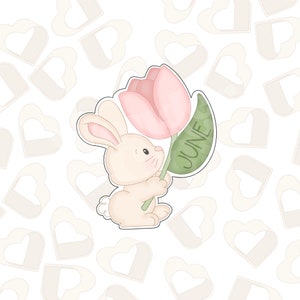 Bunny Holding Tulip Cookie Cutter- Easter Cookie Cutters