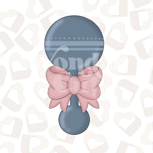 Baby Rattle with Bow- Cookie Cutter-Baby Shower Cookie Cutter