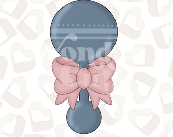 Baby Rattle with Bow- Cookie Cutter-Baby Shower Cookie Cutter