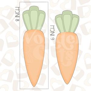 Może przedstawiać: Dwa pliki SVG z nadrukiem marchewki, jeden o wysokości 15,2 cm, a drugi 20,3 cm. Marchewki są pomarańczowe z zielonymi czubkami.