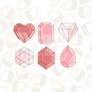 Gem Mini Cookie Cutters- Set of 6- Valentine&#39;s Day Cookie Cutter