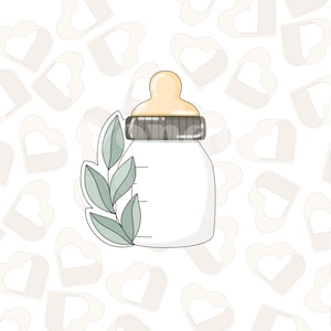 Greenery Baby Bottle Cookie Cutter - Bee Cookie Cutter - Baby Cookie Cutter