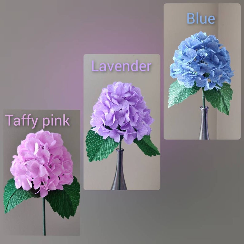 Paper Hydrangea Single Stem Crepe Paper Flower Bouquet Etsy