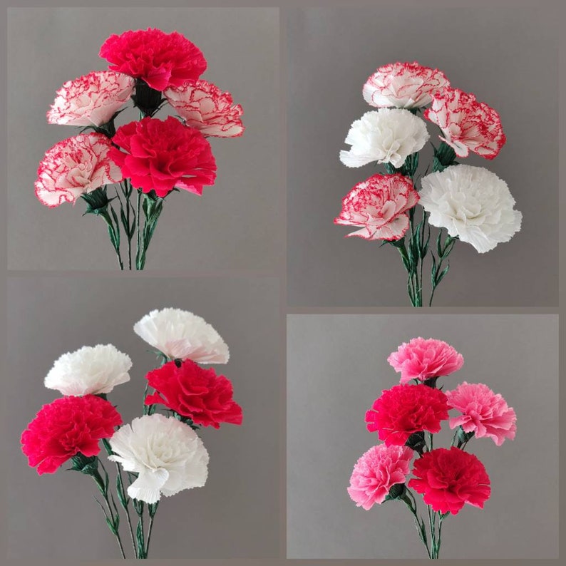 Paper Carnation Single Stem Crepe Paper Flower Bouquet Etsy