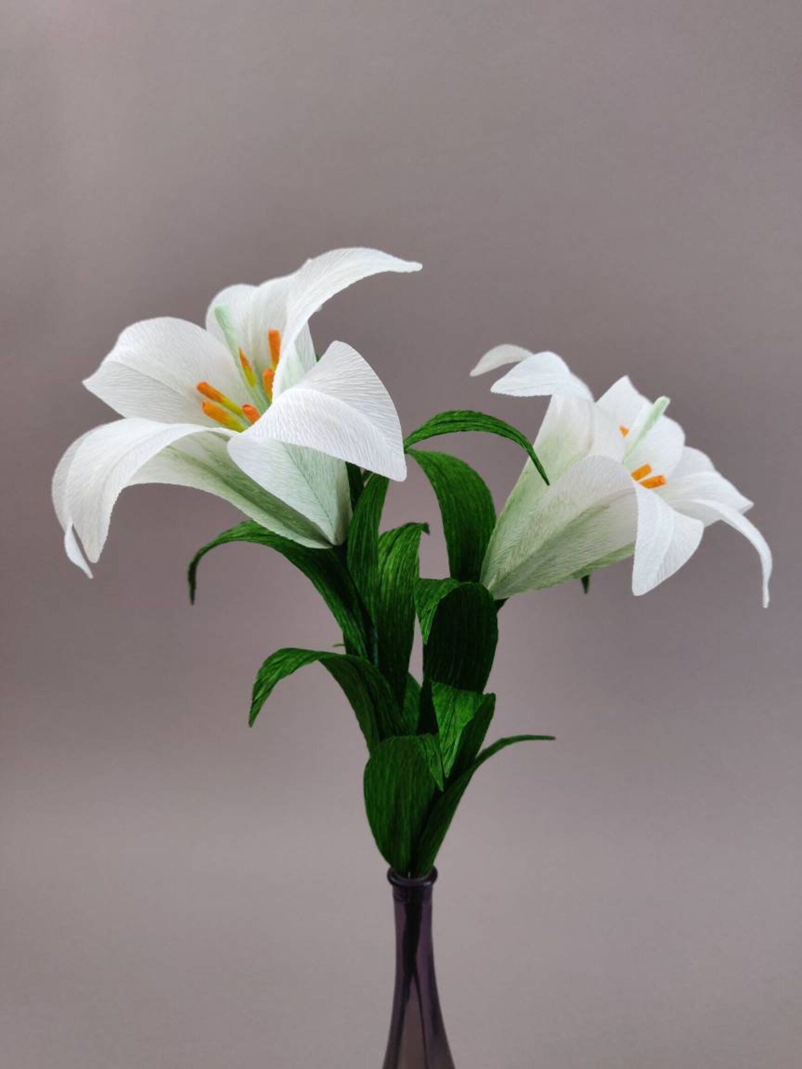 Handmade Crepe Paper Easter Lily Flower Single Stem White Etsy