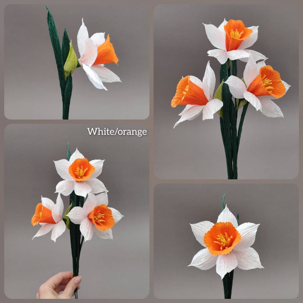 Handmade Crepe Paper Daffodil Bouquet Set of 3 Wedding Etsy