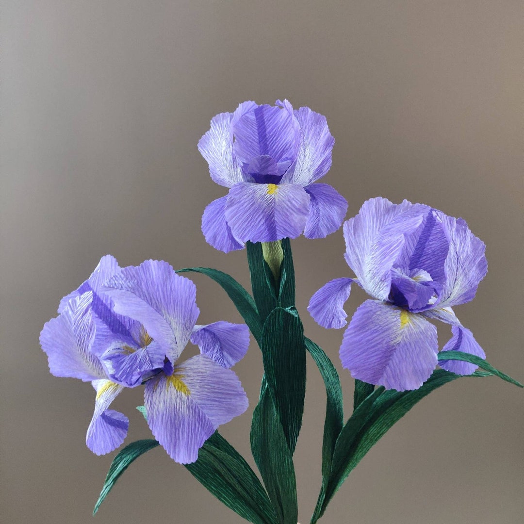 Handmade Crepe Paper Iris Siberian Iris Single Stem Spring Etsy
