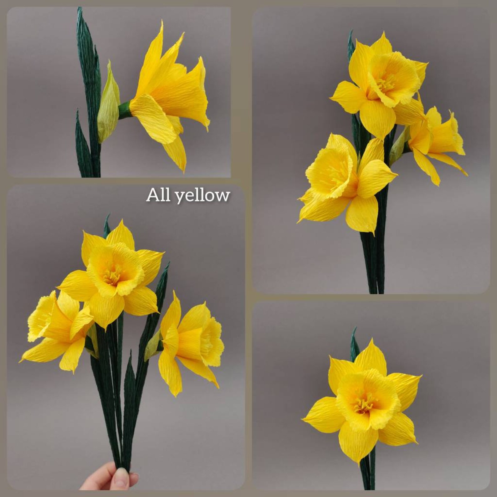 Handmade Crepe Paper Daffodil Bouquet Set of 3 Wedding Etsy