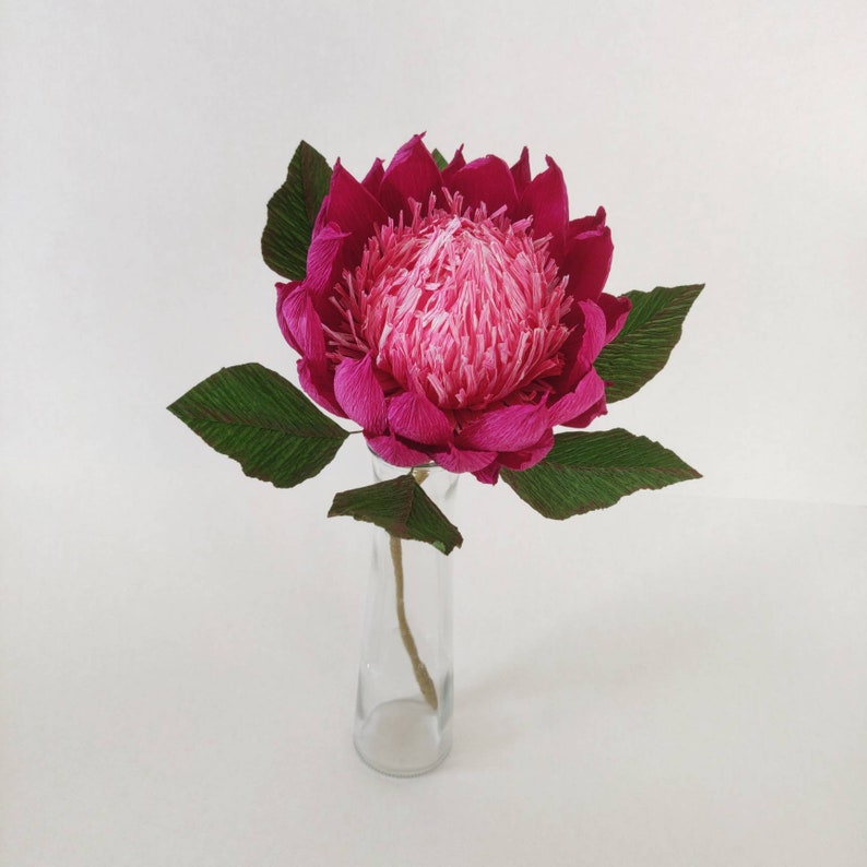 King Protea Crepe Paper Flower Single Stem Anniversary Gift Etsy