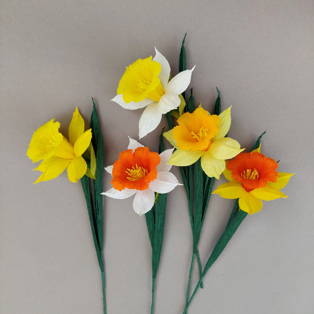 Handmade Crepe Paper Daffodil Single Stem Mother's Day Etsy