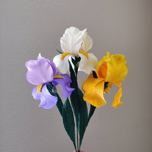 Paper Iris Siberian Iris Gift Single Stem Paper Flower Etsy