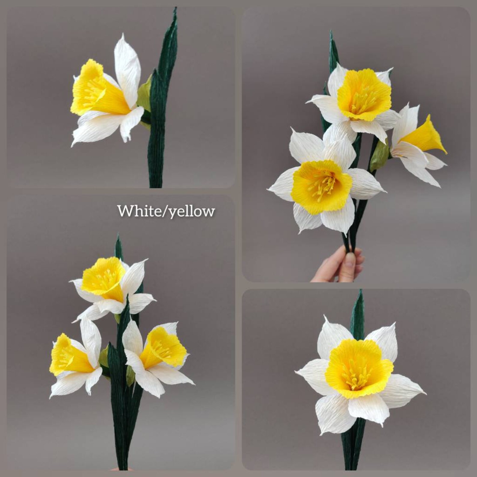 Handmade Crepe Paper Daffodil Bouquet Set of 3 Wedding Etsy
